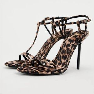 Zara Leopard Print Stiletto Sandals